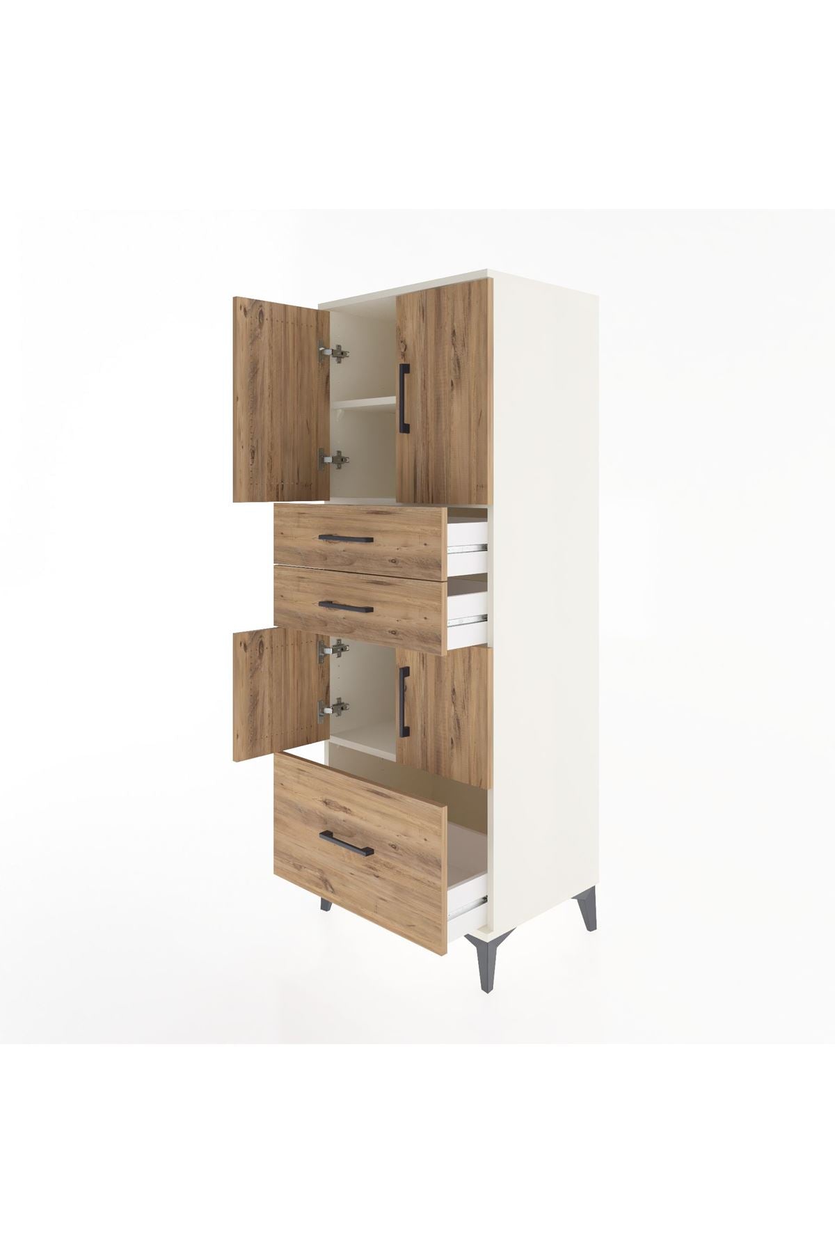 Hyperion Dolap 3 Raflı 3 Çekmeceli 4 Kapaklı 60x44x163 - S53M009V3B