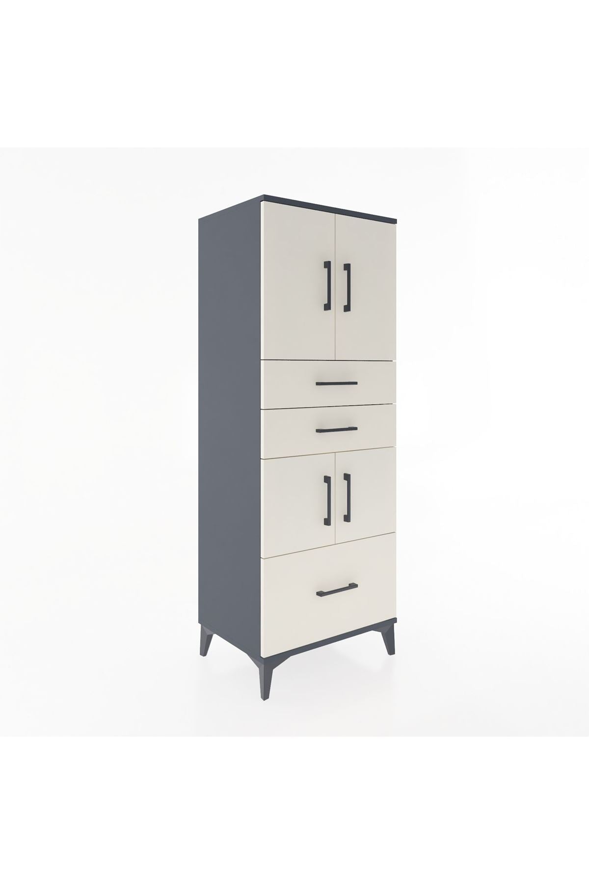 Hyperion Dolap 3 Raflı 3 Çekmeceli 4 Kapaklı 60x44x163 - S53M009V4B