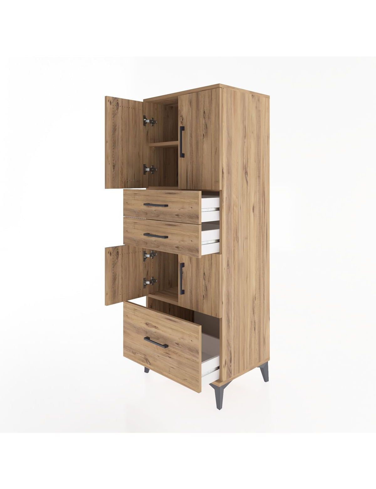 Hyperion Dolap 3 Raflı 3 Çekmeceli 4 Kapaklı 60x44x163 - S53M009V9B