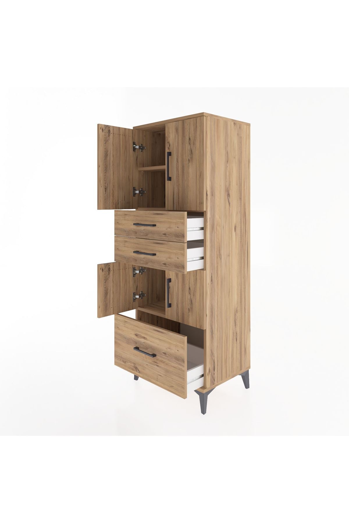 Hyperion Dolap 3 Raflı 3 Çekmeceli 4 Kapaklı 60x44x163 - S53M009V9B