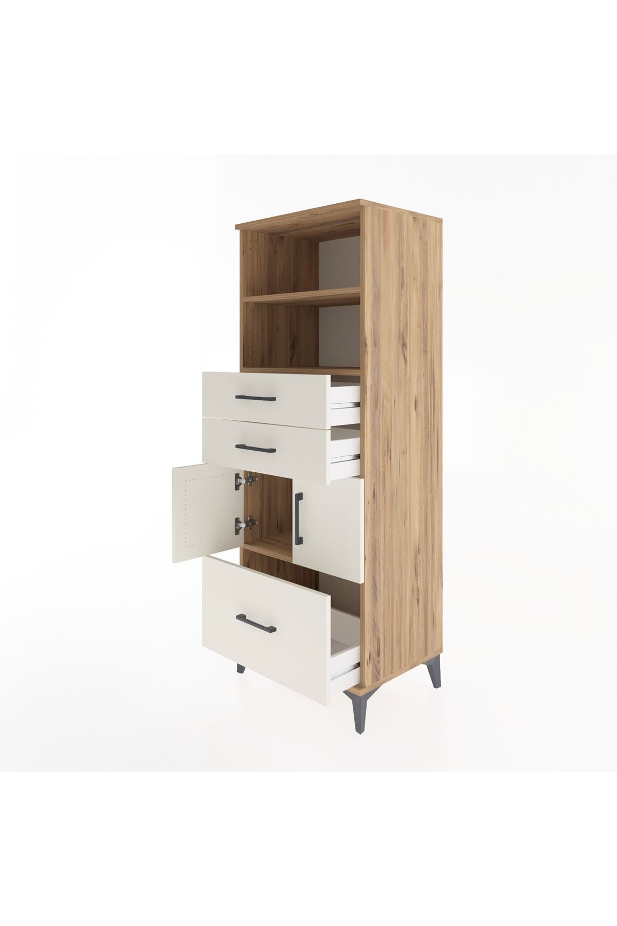 Hyperion Dolap 3 Raflı 3 Çekmeceli 2 Kapaklı 60x44x163 - S53M010V7B