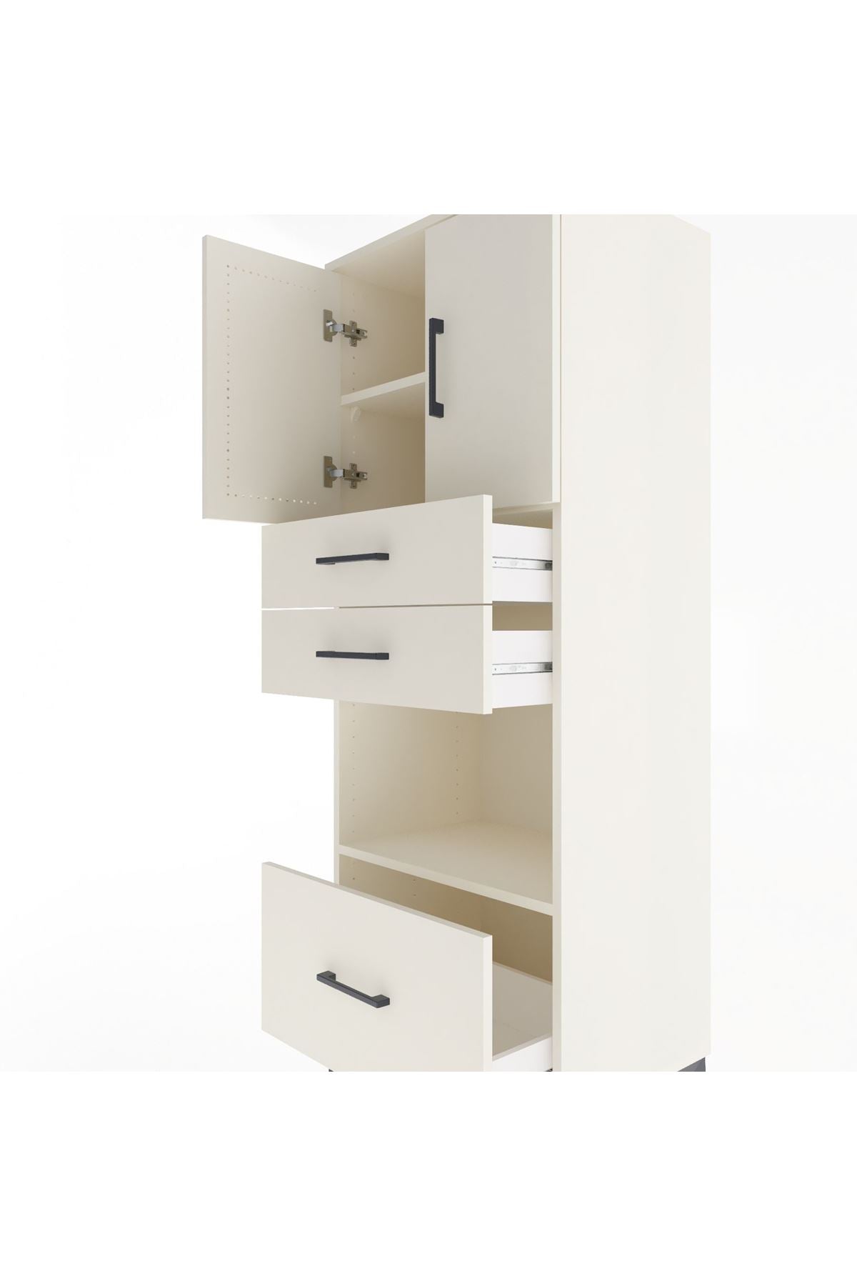 Hyperion Dolap 3 Raflı 3 Çekmeceli 2 Kapaklı 60x44x163 - S53M011V1B