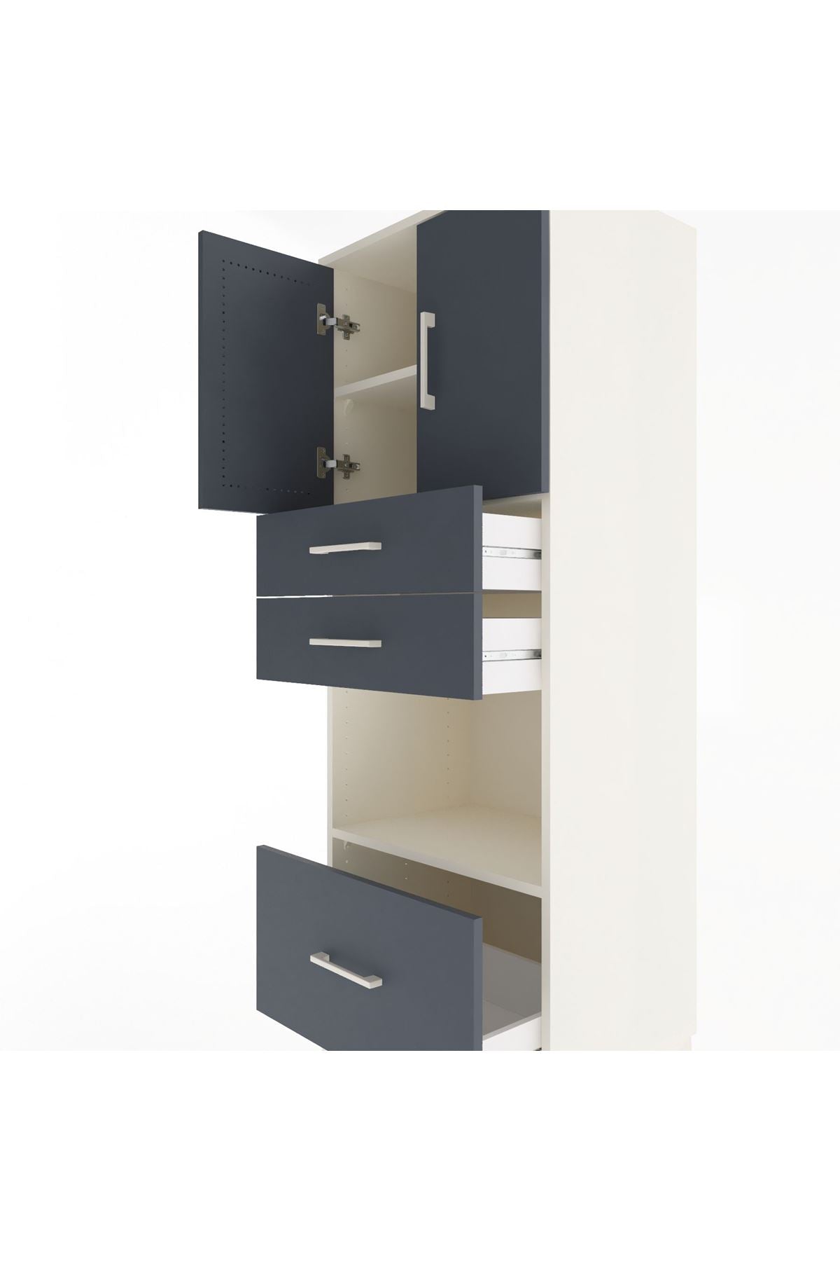 Hyperion Dolap 3 Raflı 3 Çekmeceli 2 Kapaklı 60x44x163 - S53M011V2B