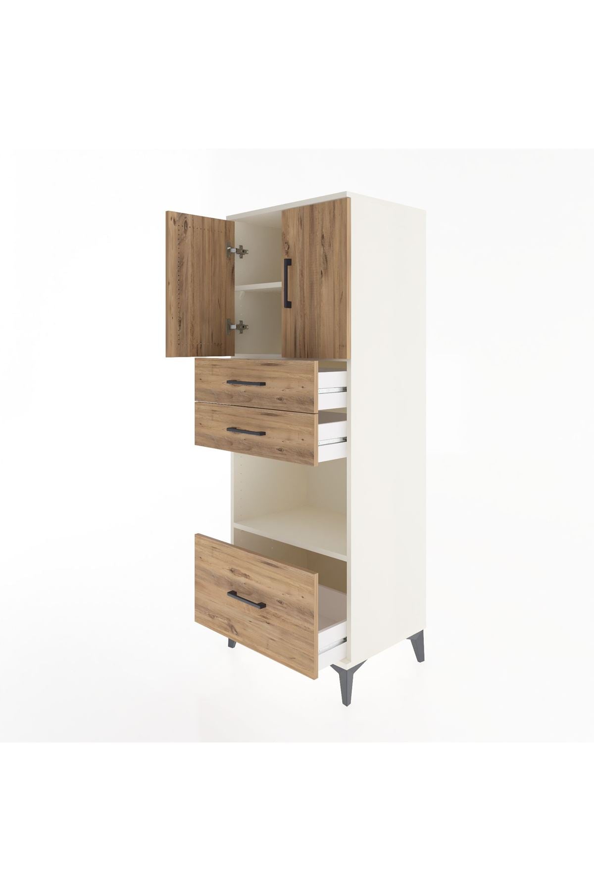 Hyperion Dolap 3 Raflı 3 Çekmeceli 2 Kapaklı 60x44x163 - S53M011V3B