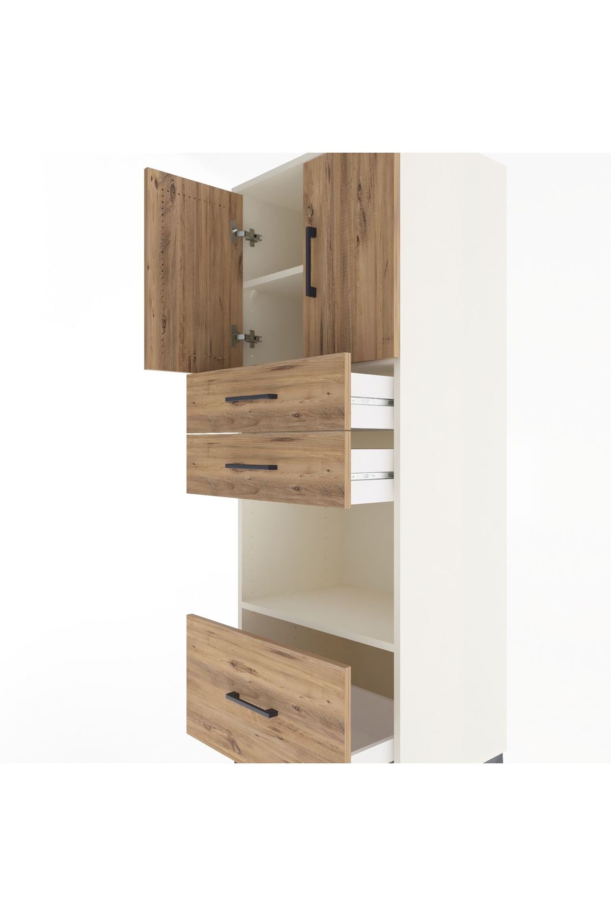 Hyperion Dolap 3 Raflı 3 Çekmeceli 2 Kapaklı 60x44x163 - S53M011V3B