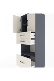 Hyperion Dolap 3 Raflı 3 Çekmeceli 2 Kapaklı 60x44x163 - S53M011V4B
