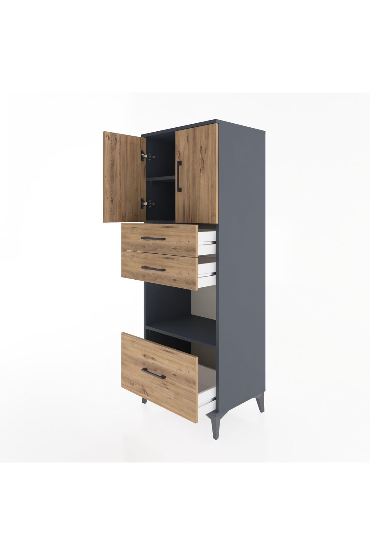 Hyperion Dolap 3 Raflı 3 Çekmeceli 2 Kapaklı 60x44x163 - S53M011V6B