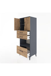 Hyperion Dolap 3 Raflı 3 Çekmeceli 2 Kapaklı 60x44x163 - S53M011V6B