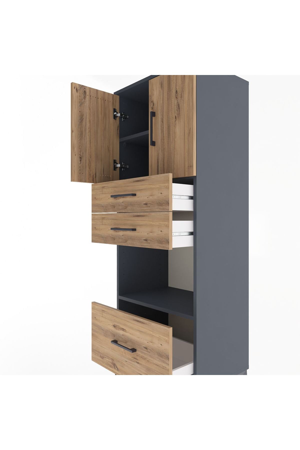 Hyperion Dolap 3 Raflı 3 Çekmeceli 2 Kapaklı 60x44x163 - S53M011V6B