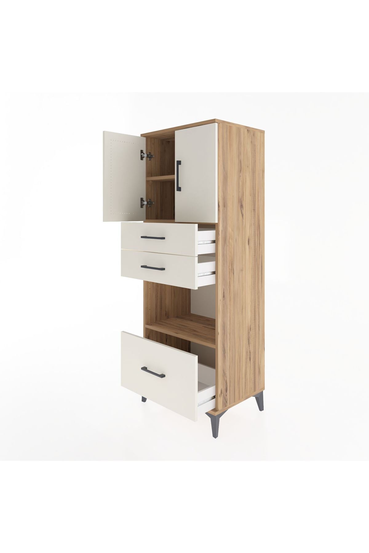 Hyperion Dolap 3 Raflı 3 Çekmeceli 2 Kapaklı 60x44x163 - S53M011V7B