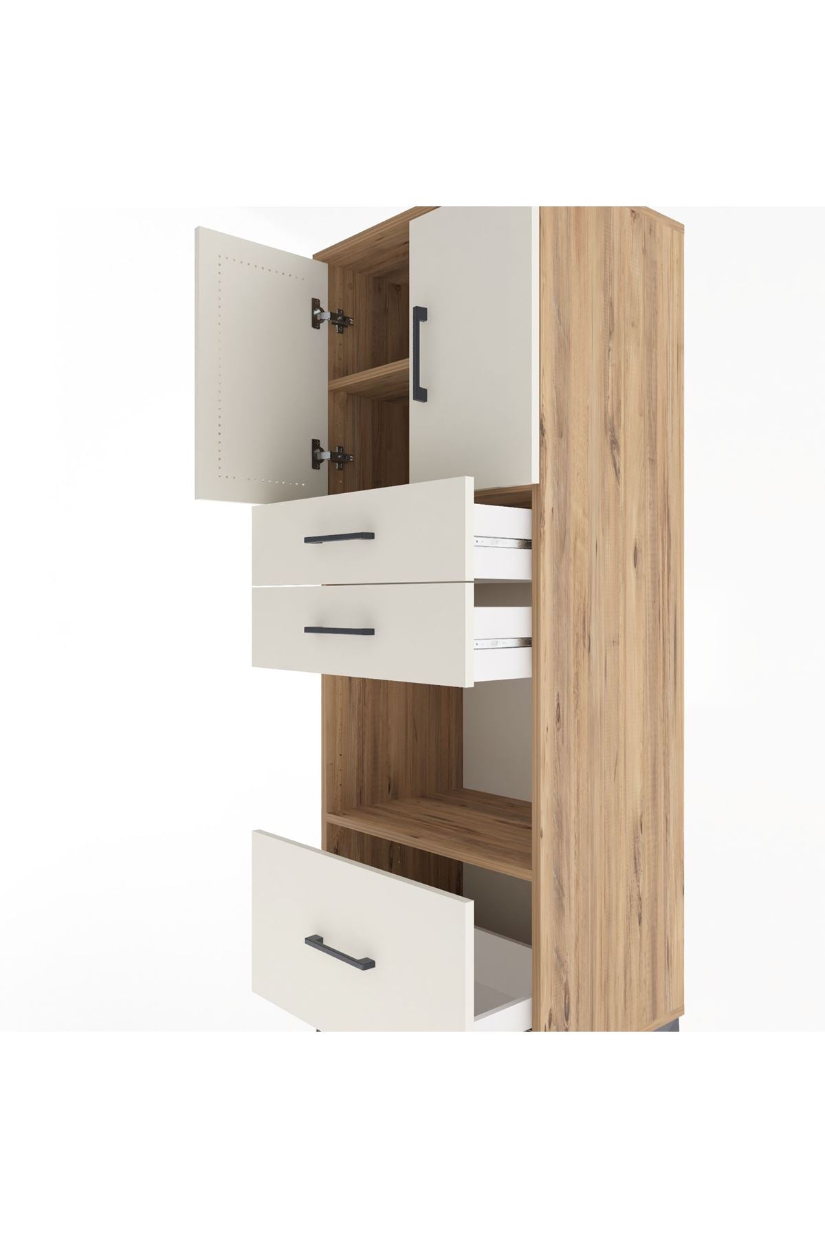 Hyperion Dolap 3 Raflı 3 Çekmeceli 2 Kapaklı 60x44x163 - S53M011V7B