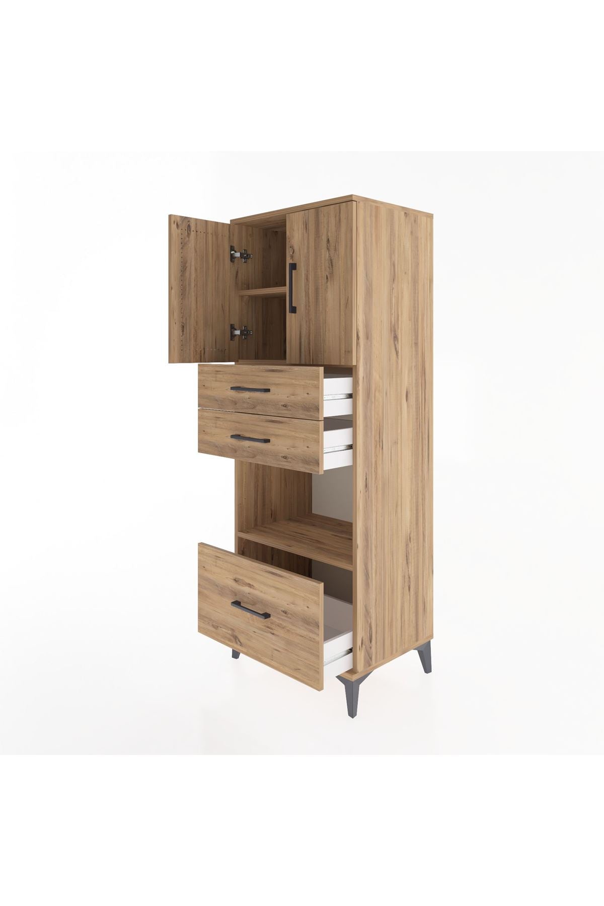 Hyperion Dolap 3 Raflı 3 Çekmeceli 2 Kapaklı 60x44x163 - S53M011V9B