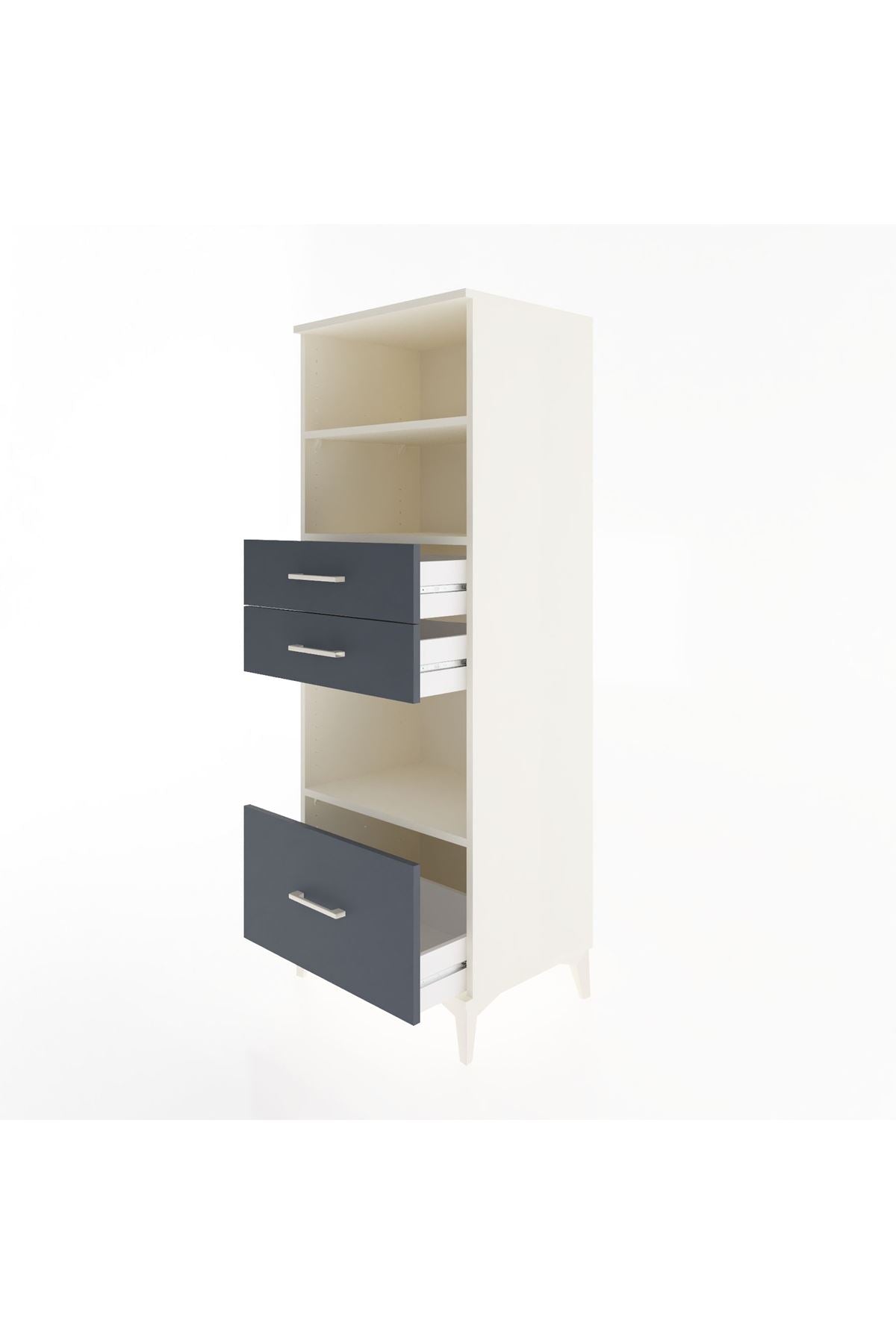 Hyperion Dolap 3 Raflı 3 Çekmeceli 60x44x163 - S53M012V2B
