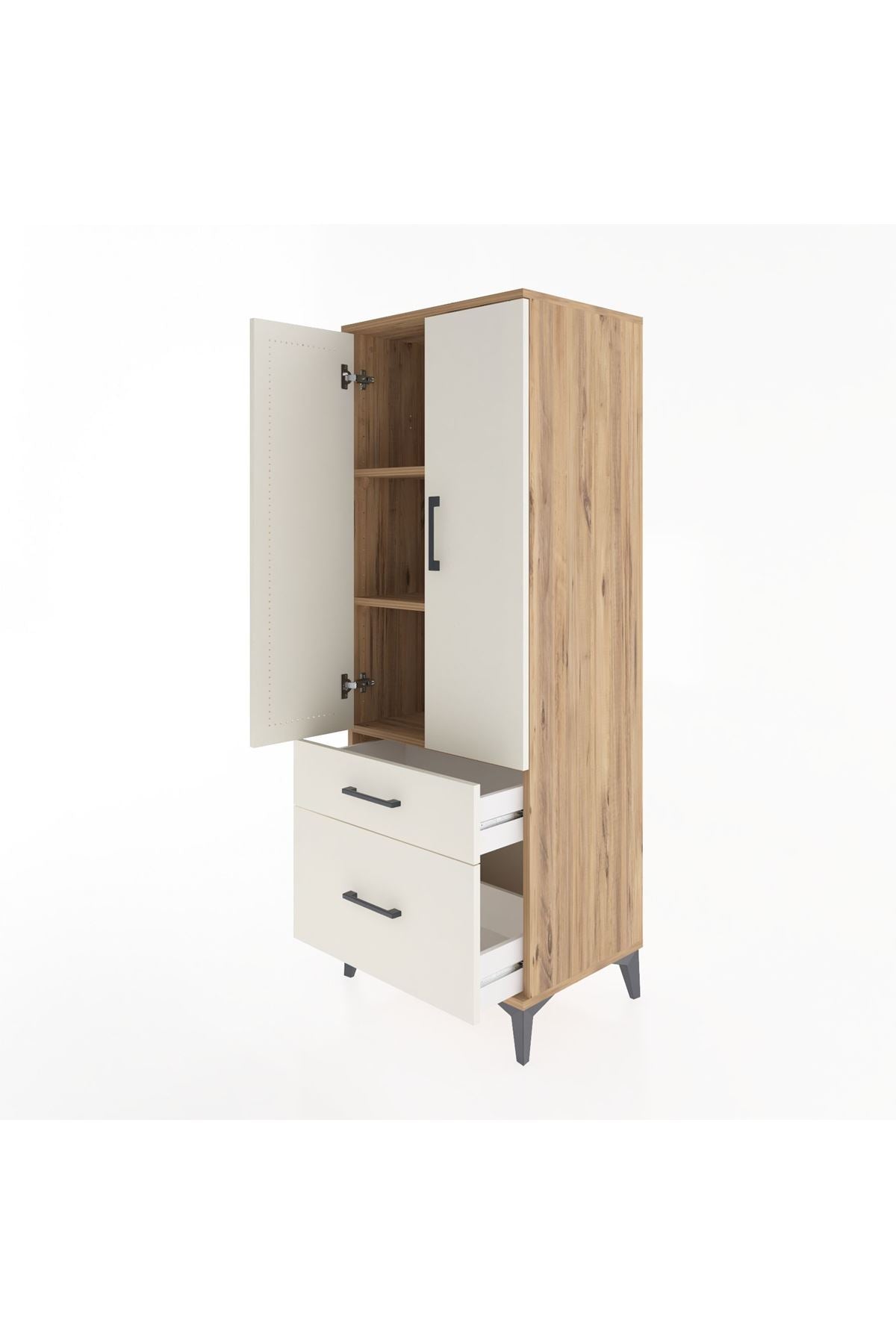 Hyperion Dolap 3 Raflı 2 Çekmeceli 2 Kapaklı 60x44x163 - S53M013V7B