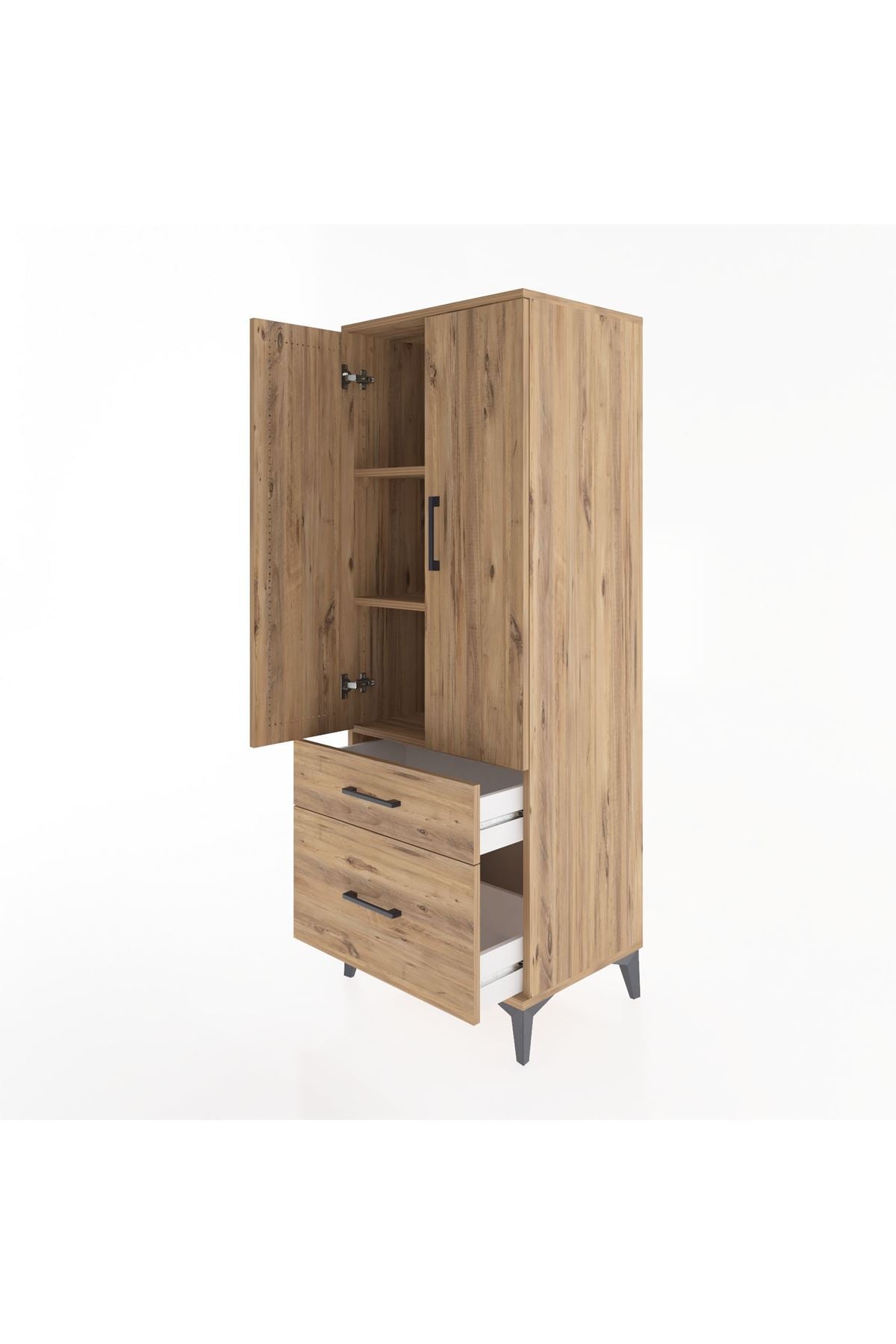 Hyperion Dolap 3 Raflı 2 Çekmeceli 2 Kapaklı 60x44x163 - S53M013V9B