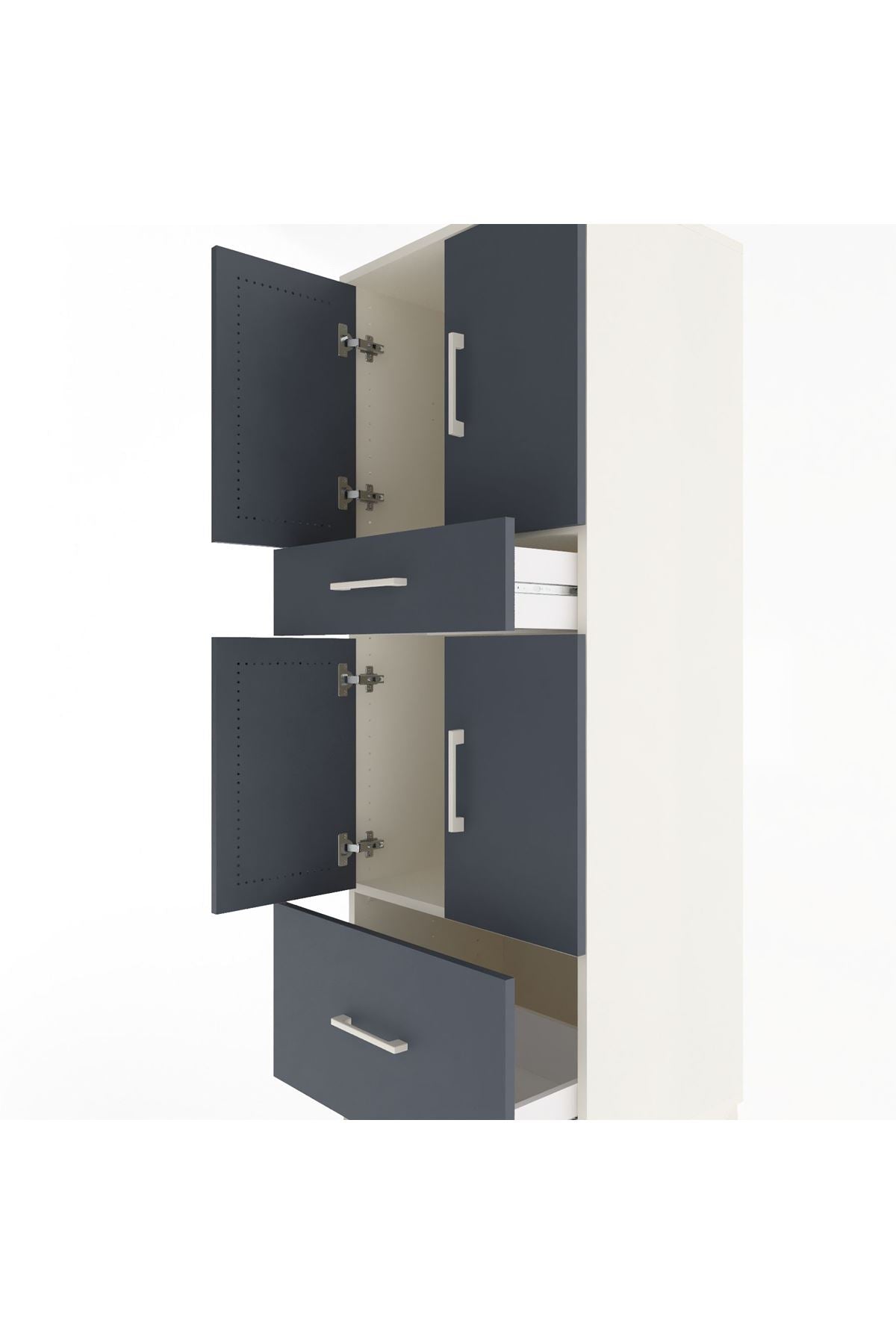 Hyperion Dolap 2 Raflı 2 Çekmeceli 4 Kapaklı 60x44x163 - S53M015V2B