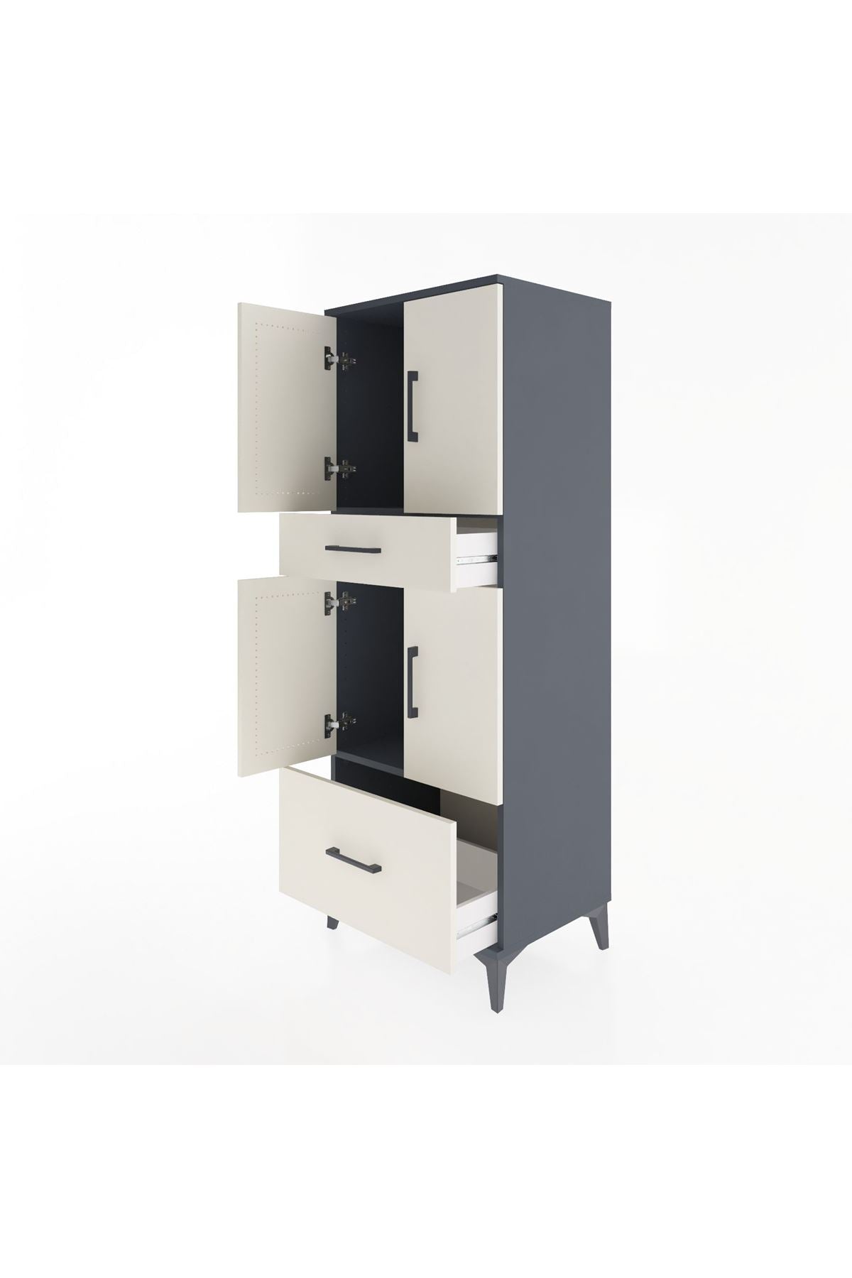 Hyperion Dolap 2 Raflı 2 Çekmeceli 4 Kapaklı 60x44x163 - S53M015V4B