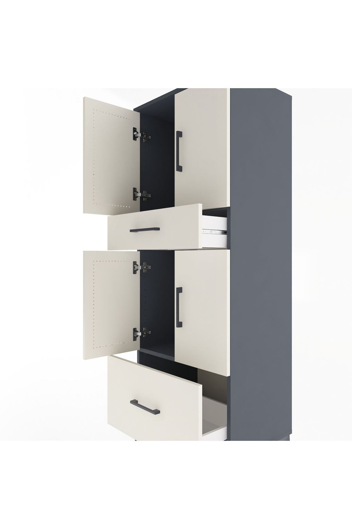 Hyperion Dolap 2 Raflı 2 Çekmeceli 4 Kapaklı 60x44x163 - S53M015V4B