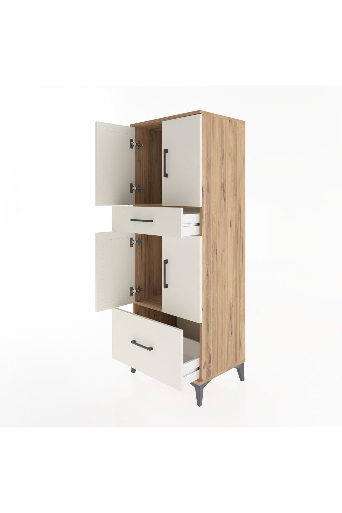 Hyperion Dolap 2 Raflı 2 Çekmeceli 4 Kapaklı 60x44x163 - S53M015V7B