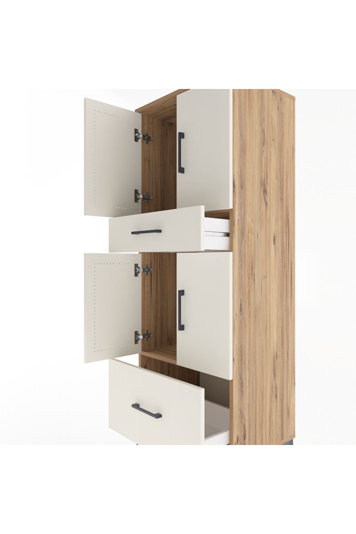 Hyperion Dolap 2 Raflı 2 Çekmeceli 4 Kapaklı 60x44x163 - S53M015V7B