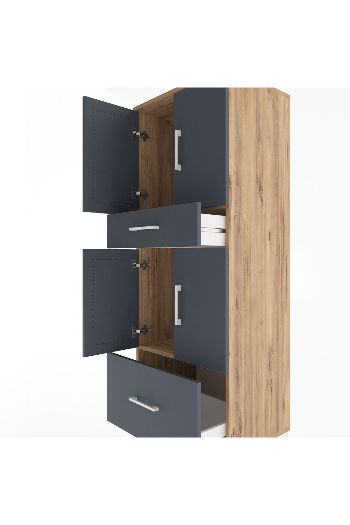 Hyperion Dolap 2 Raflı 2 Çekmeceli 4 Kapaklı 60x44x163 - S53M015V8B