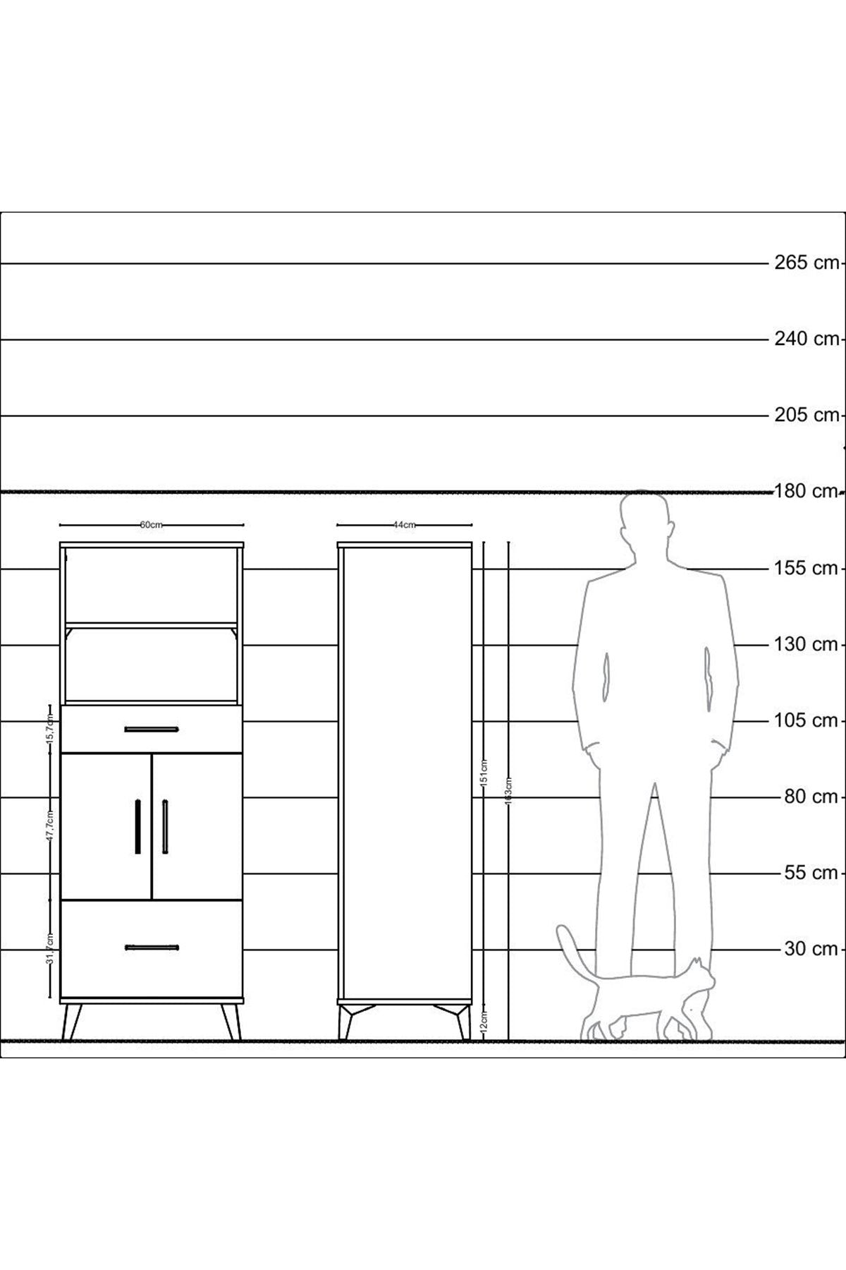 Hyperion Dolap 2 Raflı 2 Çekmeceli 2 Kapaklı 60x44x163 - S53M016V1B