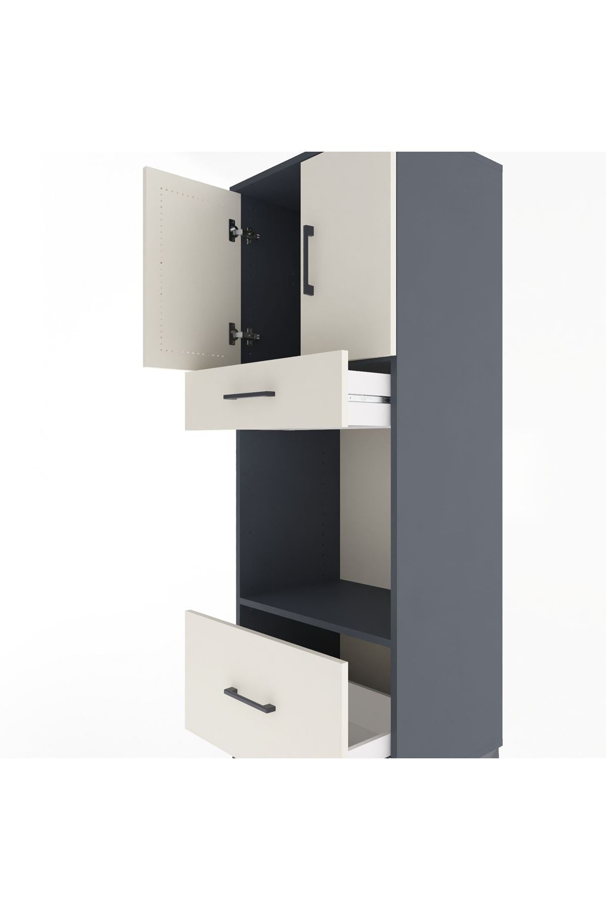 Hyperion Dolap 2 Raflı 2 Çekmeceli 2 Kapaklı 60x44x163 - S53M017V4B