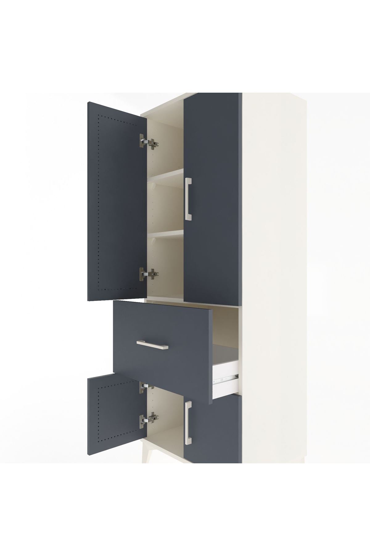 Hyperion Dolap 3 Raflı Tek Çekmeceli 4 Kapaklı 60x44x163 - S53M019V2B