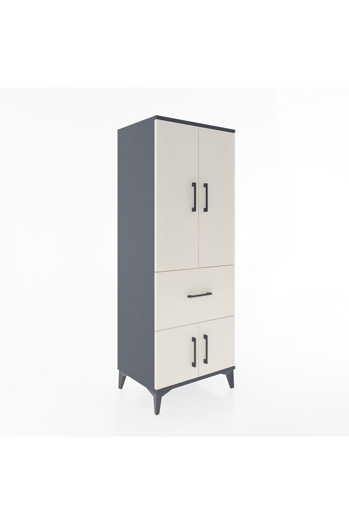 Hyperion Dolap 3 Raflı Tek Çekmeceli 4 Kapaklı 60x44x163 - S53M019V4B