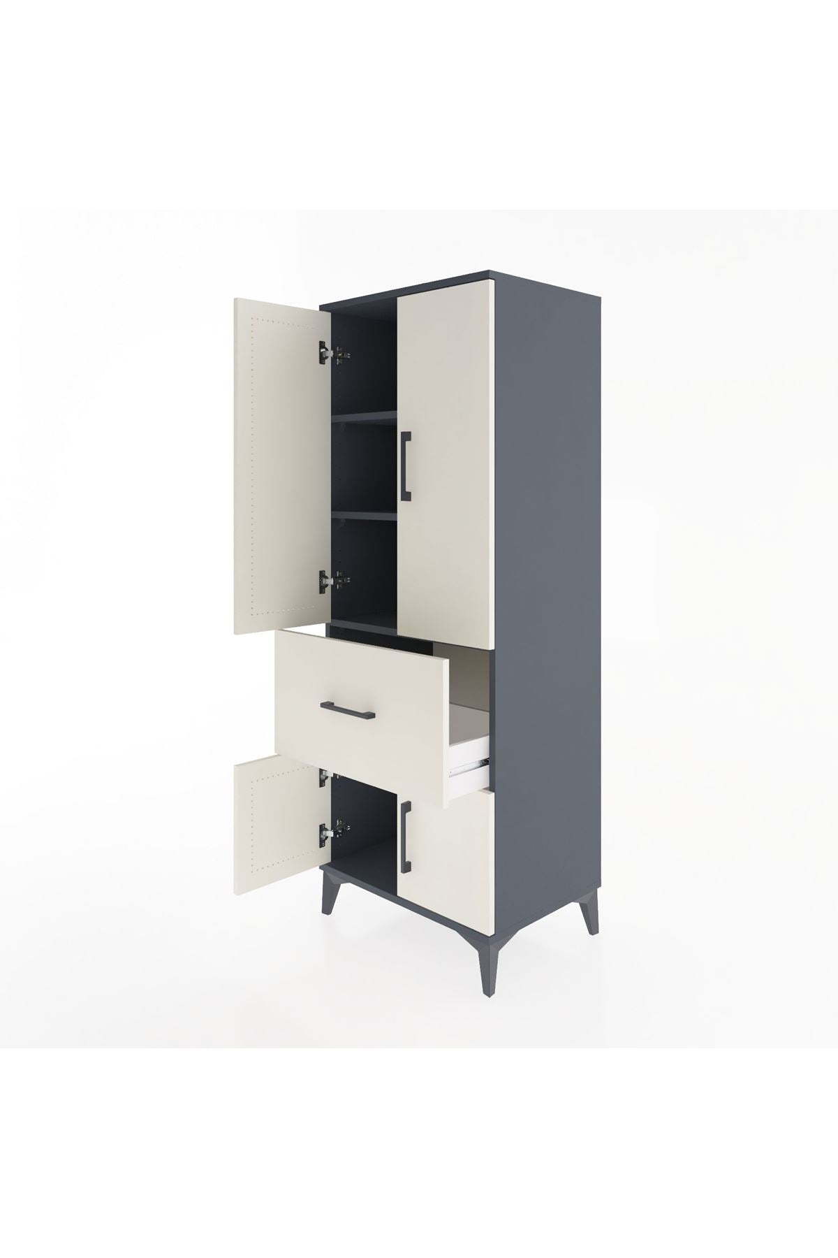 Hyperion Dolap 3 Raflı Tek Çekmeceli 4 Kapaklı 60x44x163 - S53M019V4B