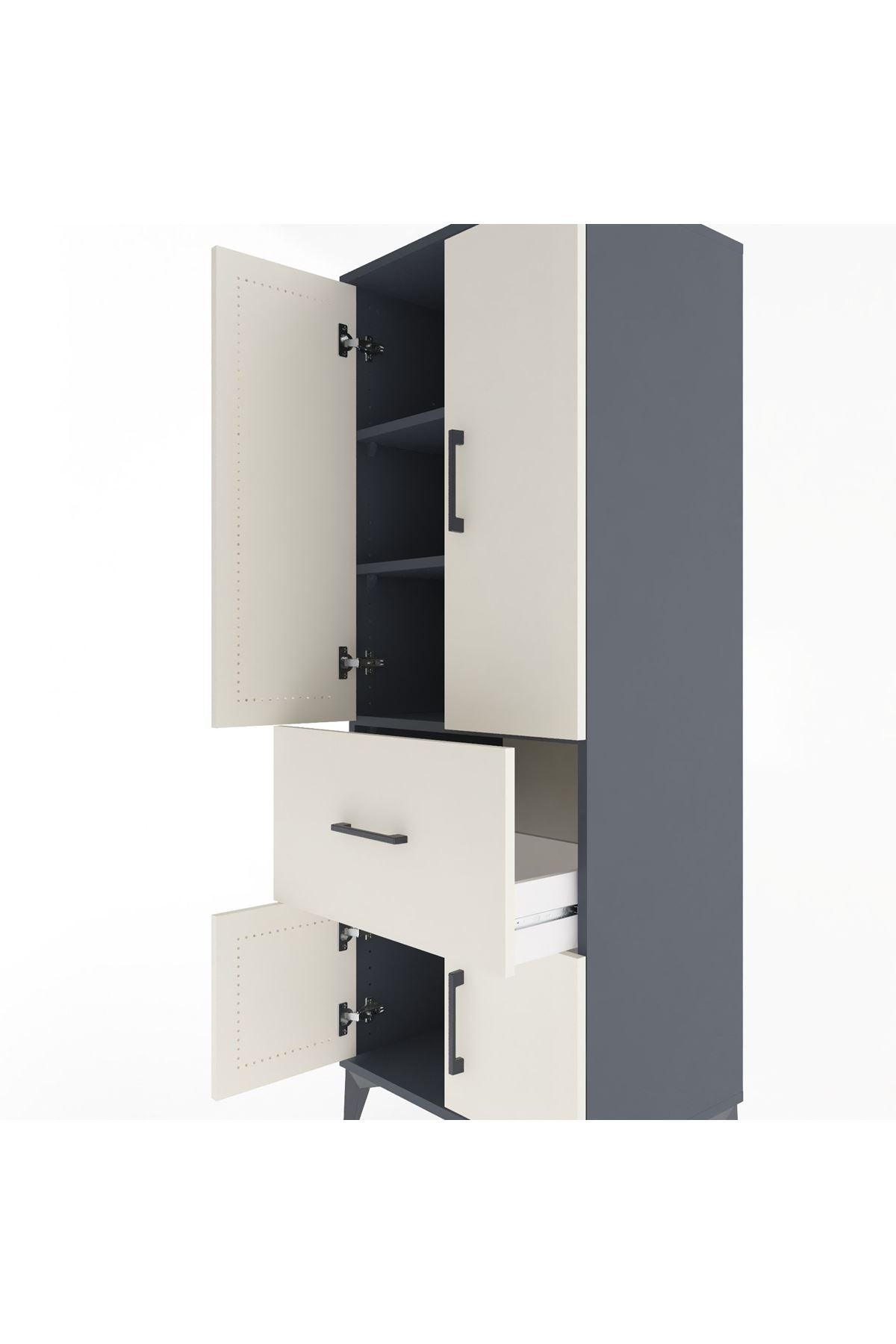 Hyperion Dolap 3 Raflı Tek Çekmeceli 4 Kapaklı 60x44x163 - S53M019V4B