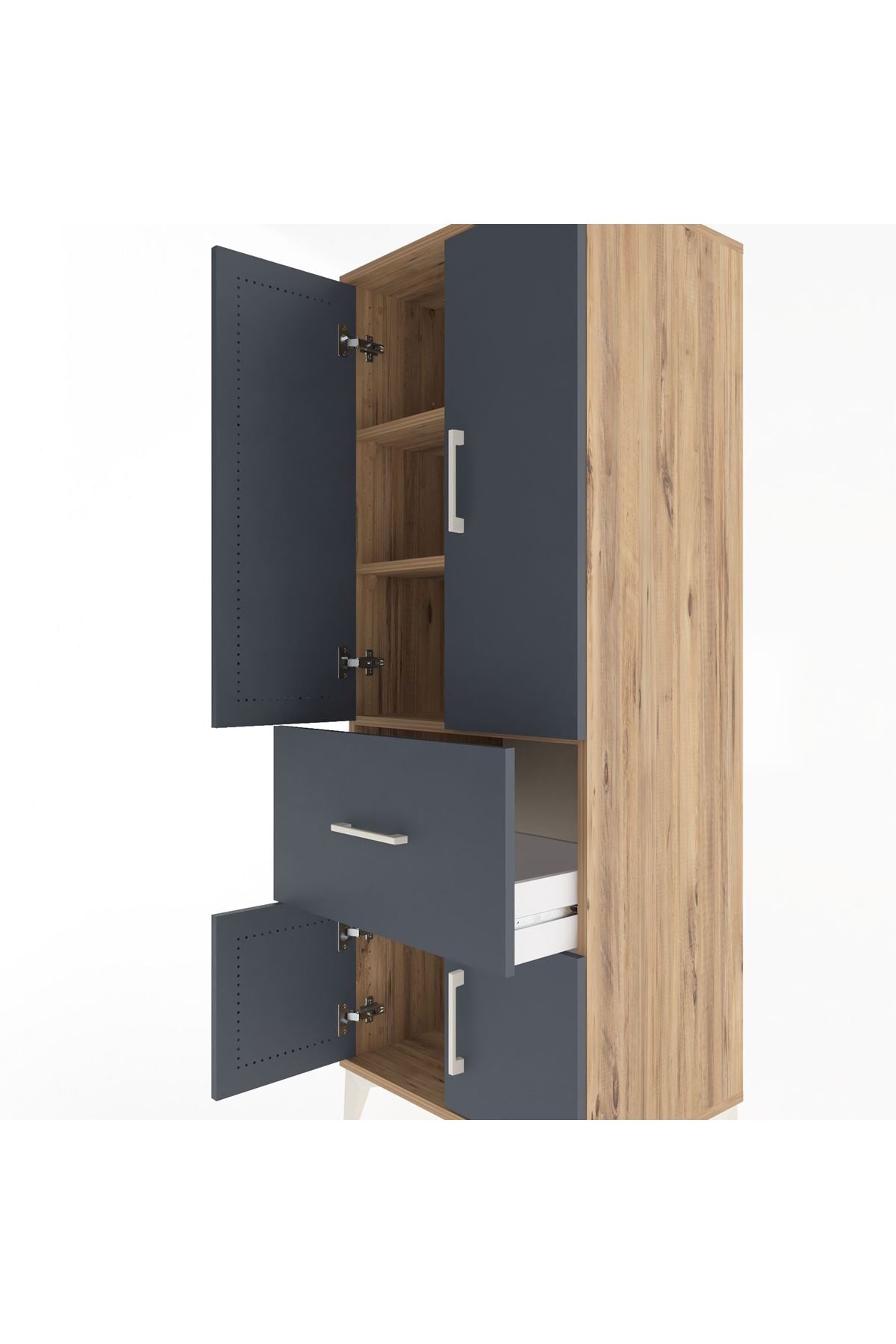 Hyperion Dolap 3 Raflı Tek Çekmeceli 4 Kapaklı 60x44x163 - S53M019V8B