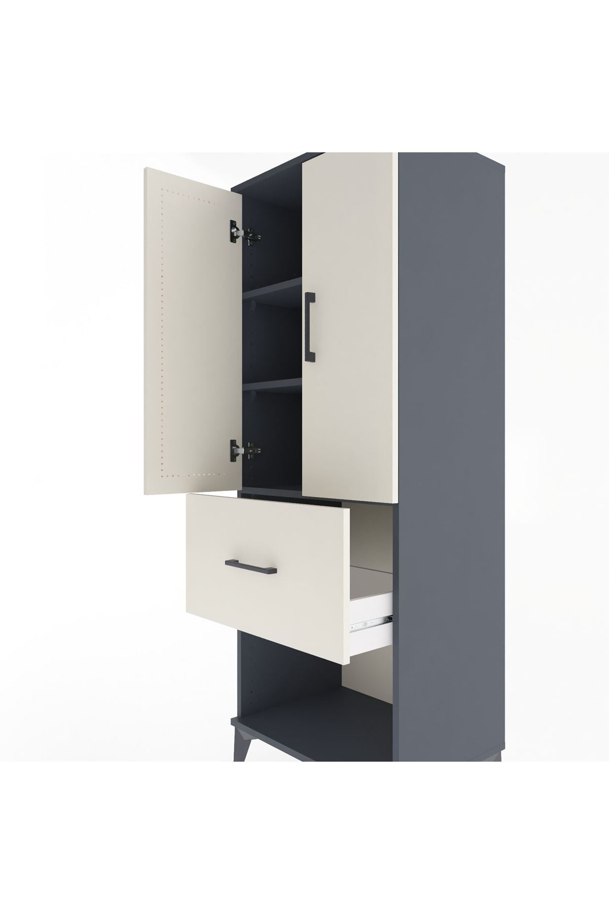 Hyperion Dolap 3 Raflı Tek Çekmeceli 2 Kapaklı 60x44x163 - S53M021V4B