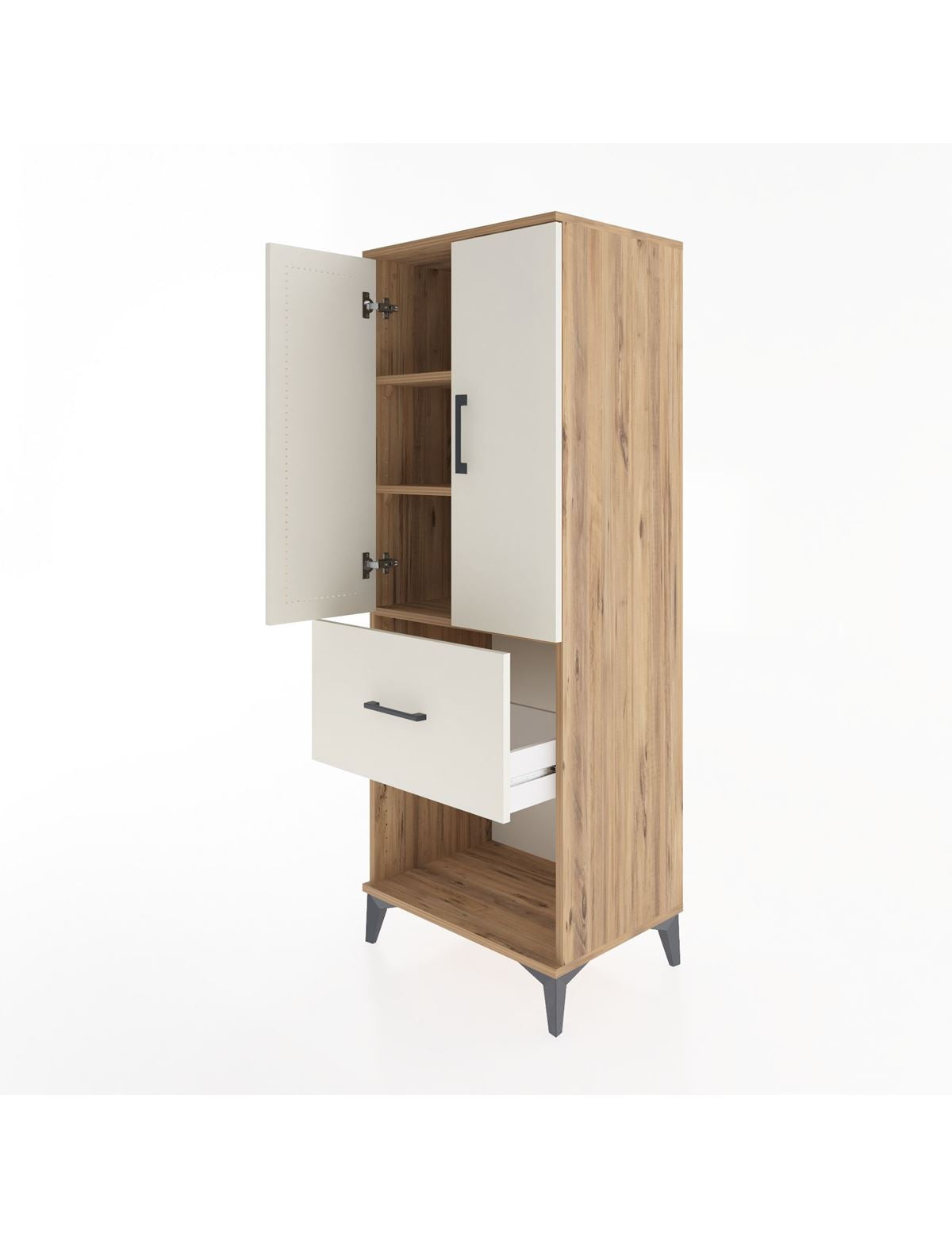 Hyperion Dolap 3 Raflı Tek Çekmeceli 2 Kapaklı 60x44x163 - S53M021V7B