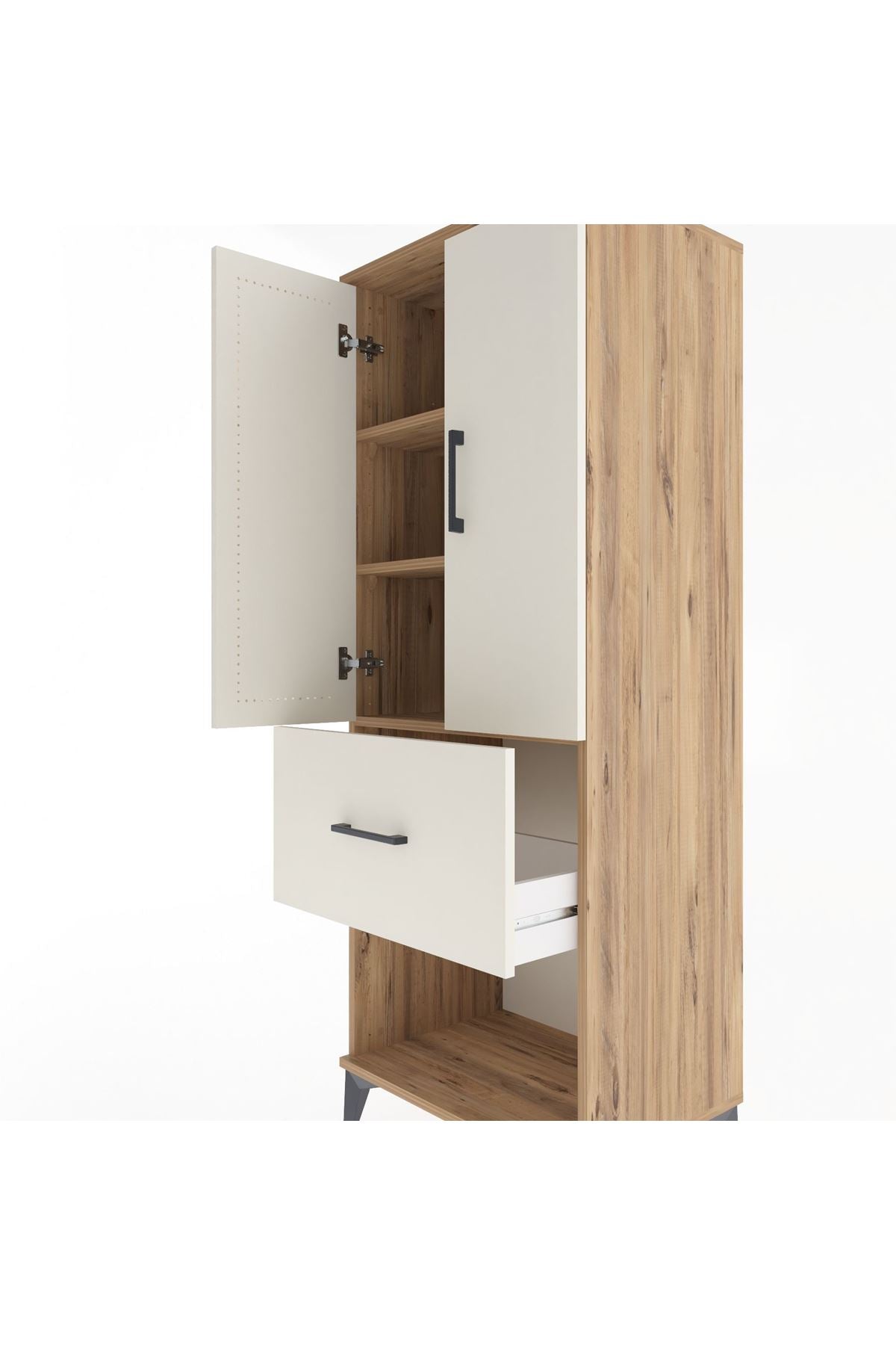 Hyperion Dolap 3 Raflı Tek Çekmeceli 2 Kapaklı 60x44x163 - S53M021V7B