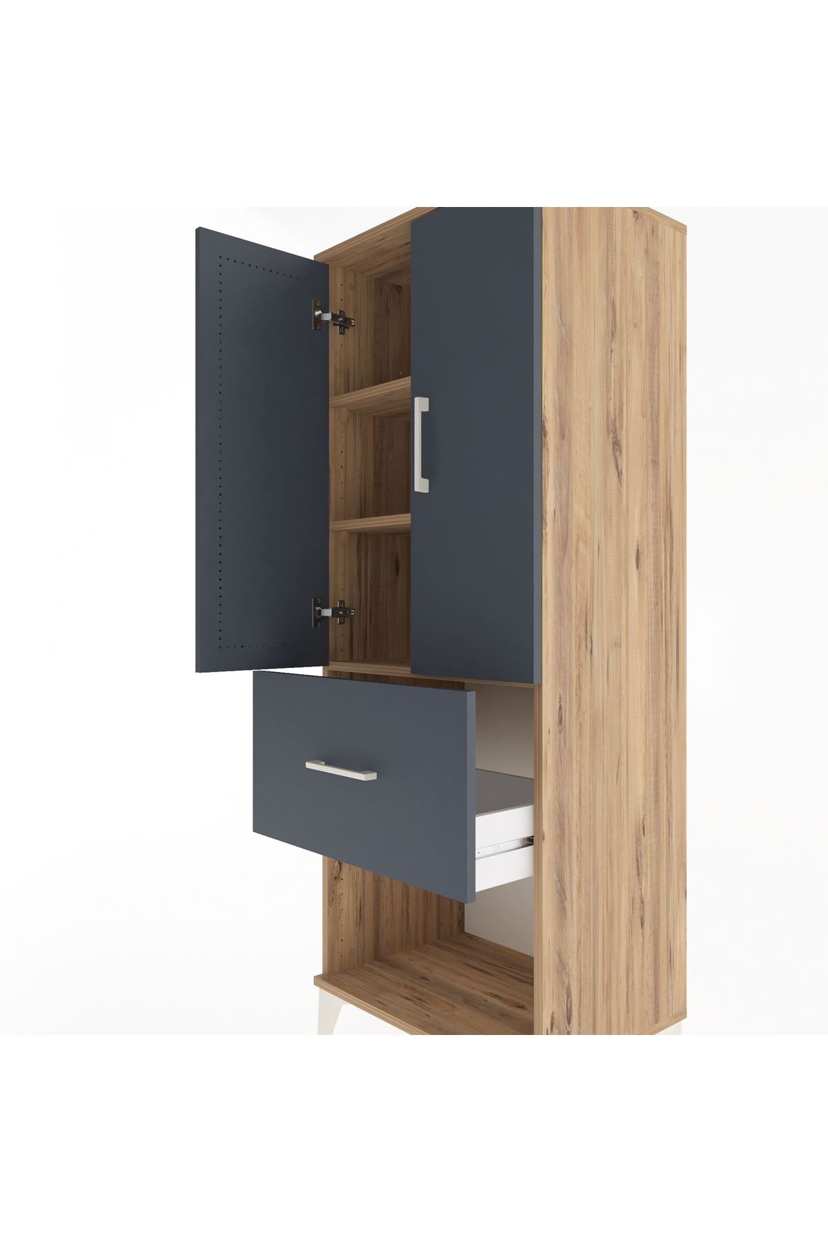 Hyperion Dolap 3 Raflı Tek Çekmeceli 2 Kapaklı 60x44x163 - S53M021V8B