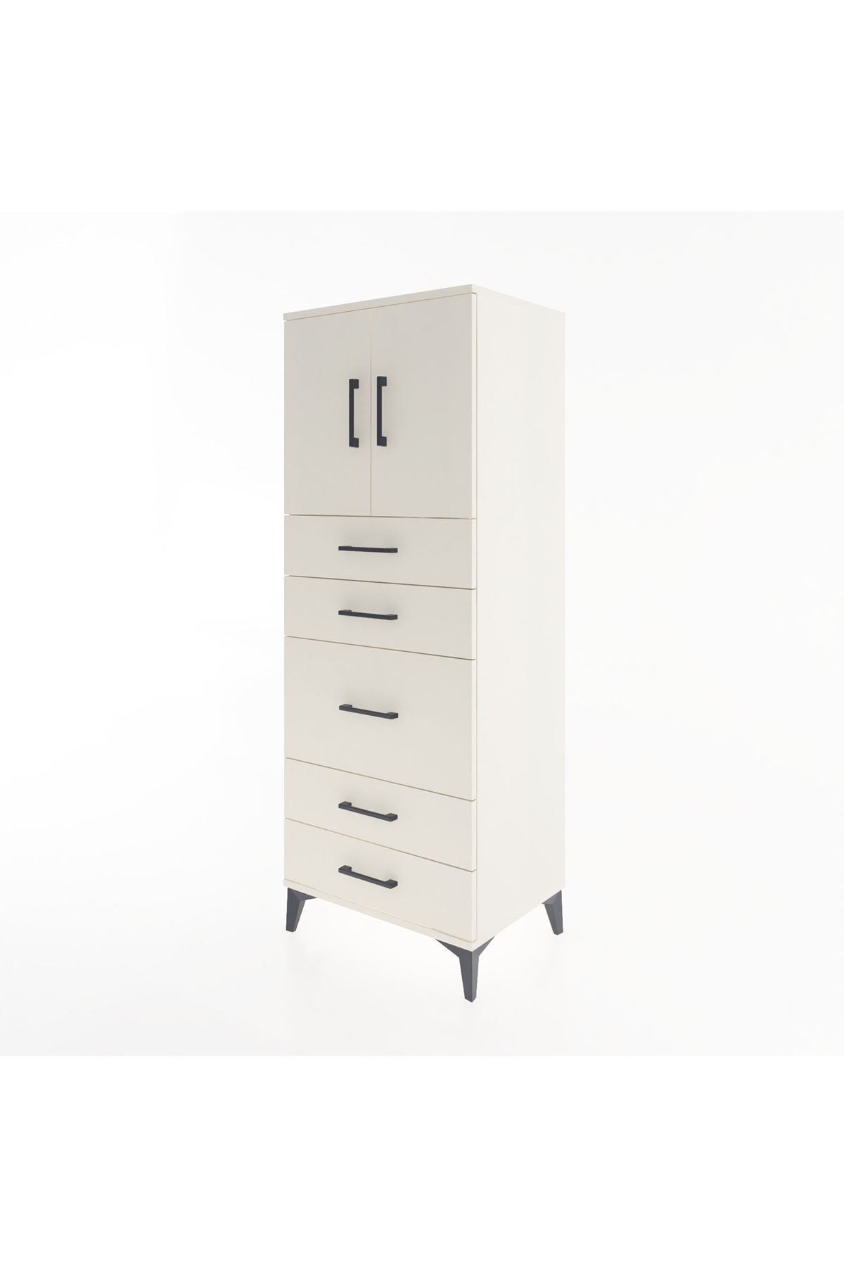 Hyperion Dolap 2 Raflı 5 Çekmeceli 2 Kapaklı 60x44x163 - S53M023V1B
