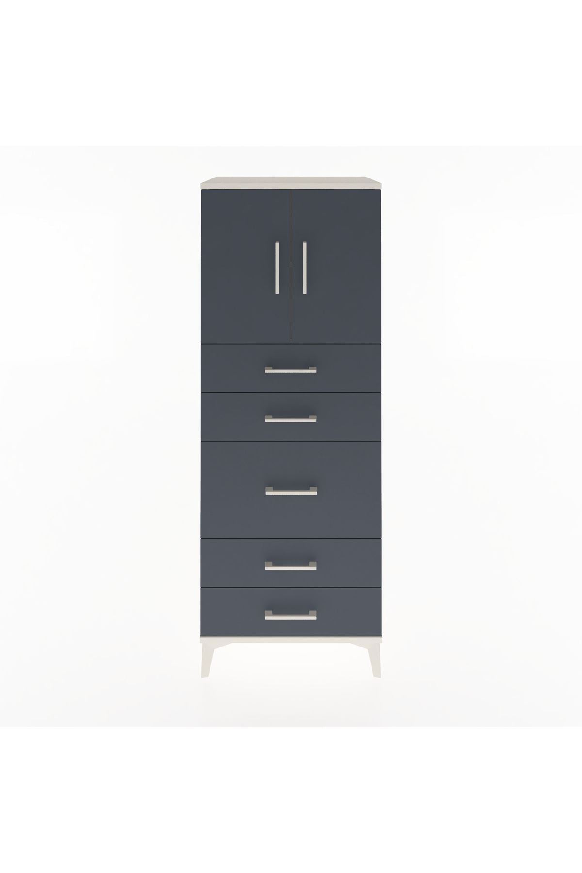 Hyperion Dolap 2 Raflı 5 Çekmeceli 2 Kapaklı 60x44x163 - S53M023V2B