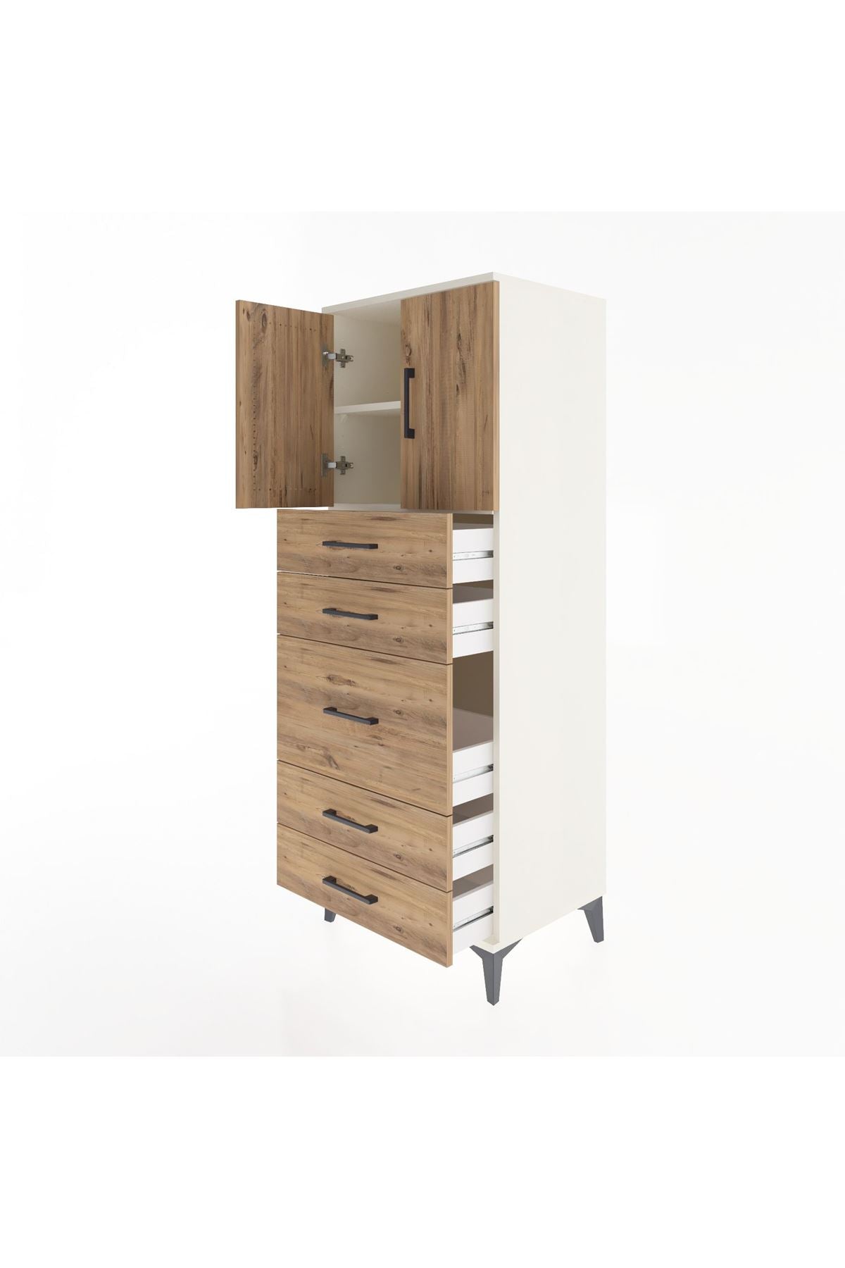 Hyperion Dolap 2 Raflı 5 Çekmeceli 2 Kapaklı 60x44x163 - S53M023V3B