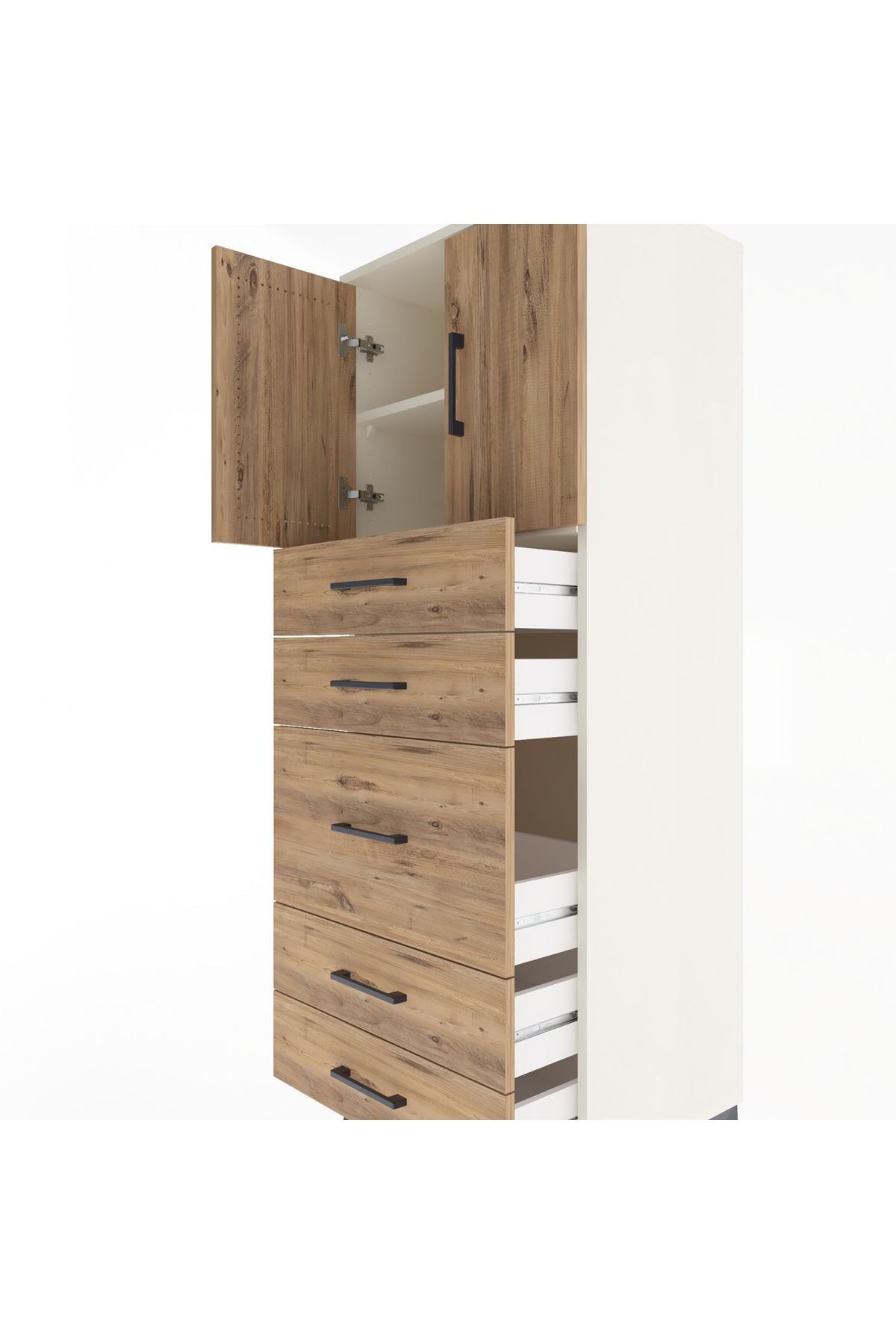 Hyperion Dolap 2 Raflı 5 Çekmeceli 2 Kapaklı 60x44x163 - S53M023V3B