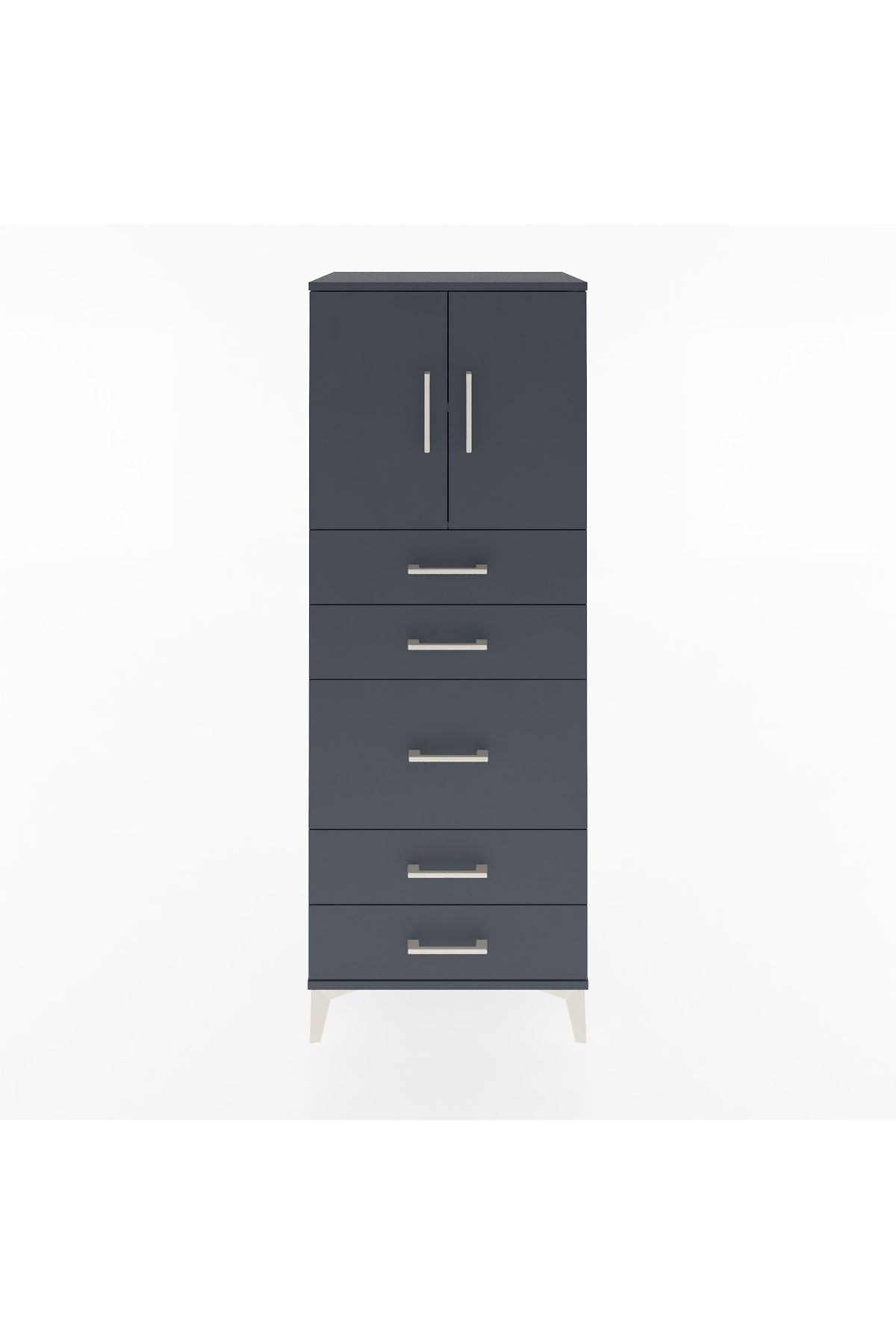 Hyperion Dolap 2 Raflı 5 Çekmeceli 2 Kapaklı 60x44x163 - S53M023V5B