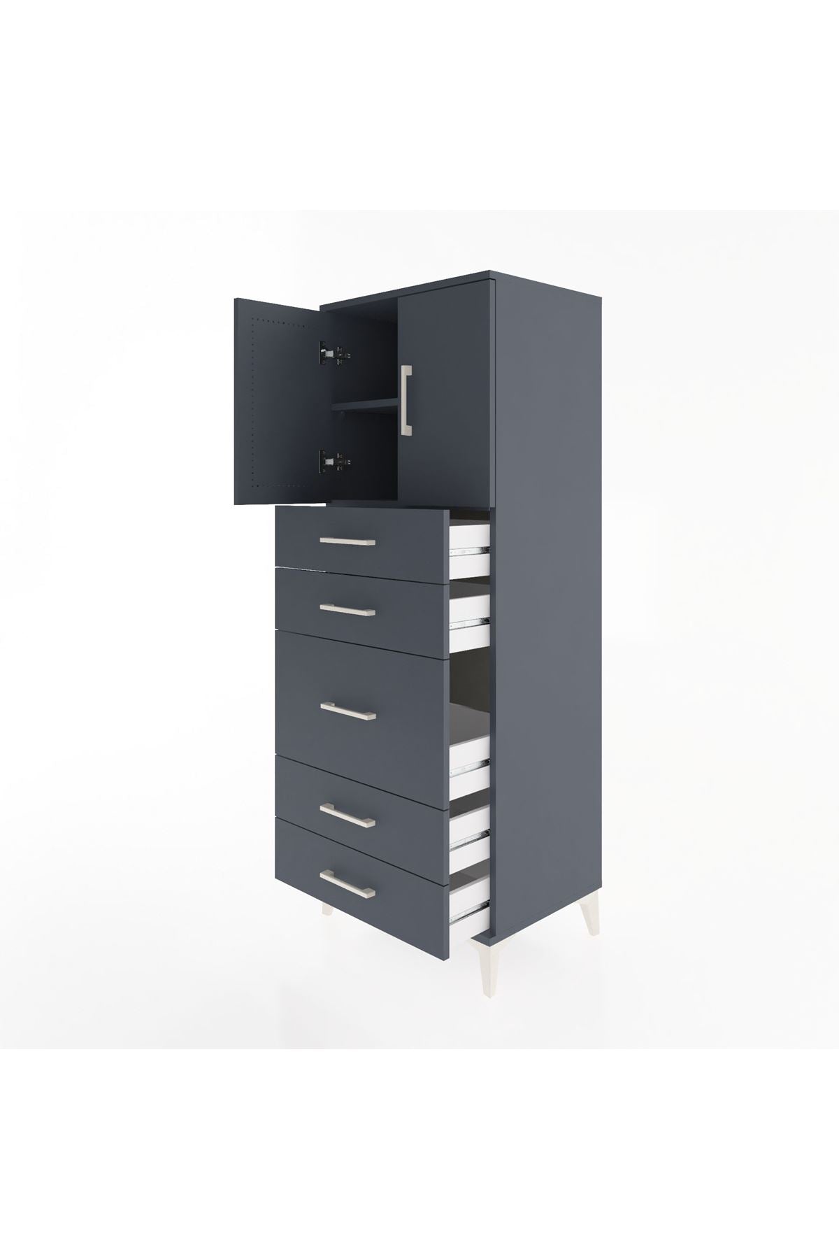 Hyperion Dolap 2 Raflı 5 Çekmeceli 2 Kapaklı 60x44x163 - S53M023V5B