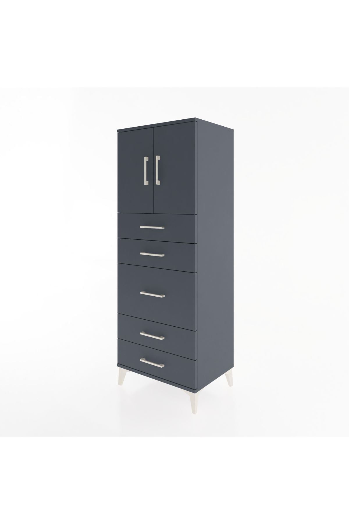 Hyperion Dolap 2 Raflı 5 Çekmeceli 2 Kapaklı 60x44x163 - S53M023V5B