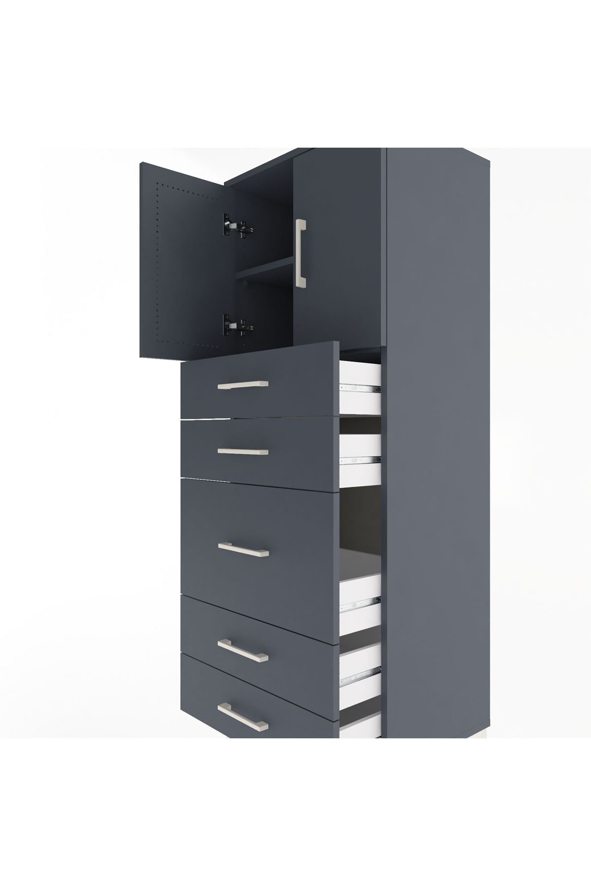 Hyperion Dolap 2 Raflı 5 Çekmeceli 2 Kapaklı 60x44x163 - S53M023V5B