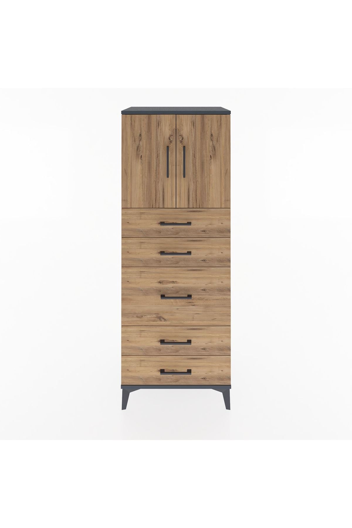 Hyperion Dolap 2 Raflı 5 Çekmeceli 2 Kapaklı 60x44x163 - S53M023V6B