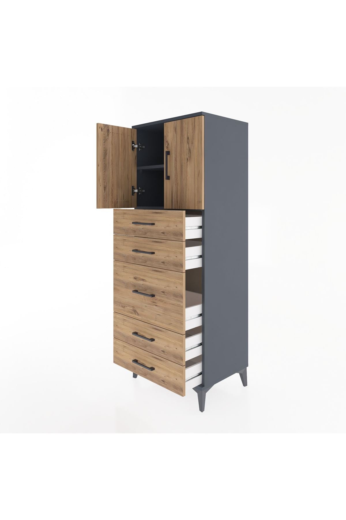 Hyperion Dolap 2 Raflı 5 Çekmeceli 2 Kapaklı 60x44x163 - S53M023V6B