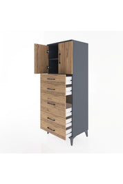 Hyperion Dolap 2 Raflı 5 Çekmeceli 2 Kapaklı 60x44x163 - S53M023V6B