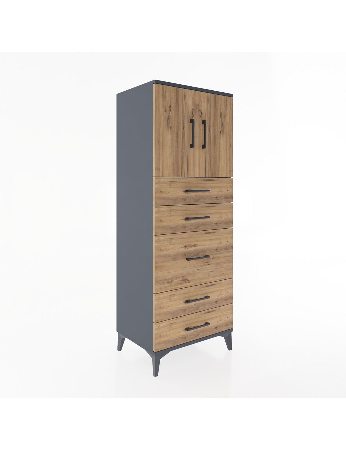 Hyperion Dolap 2 Raflı 5 Çekmeceli 2 Kapaklı 60x44x163 - S53M023V6B