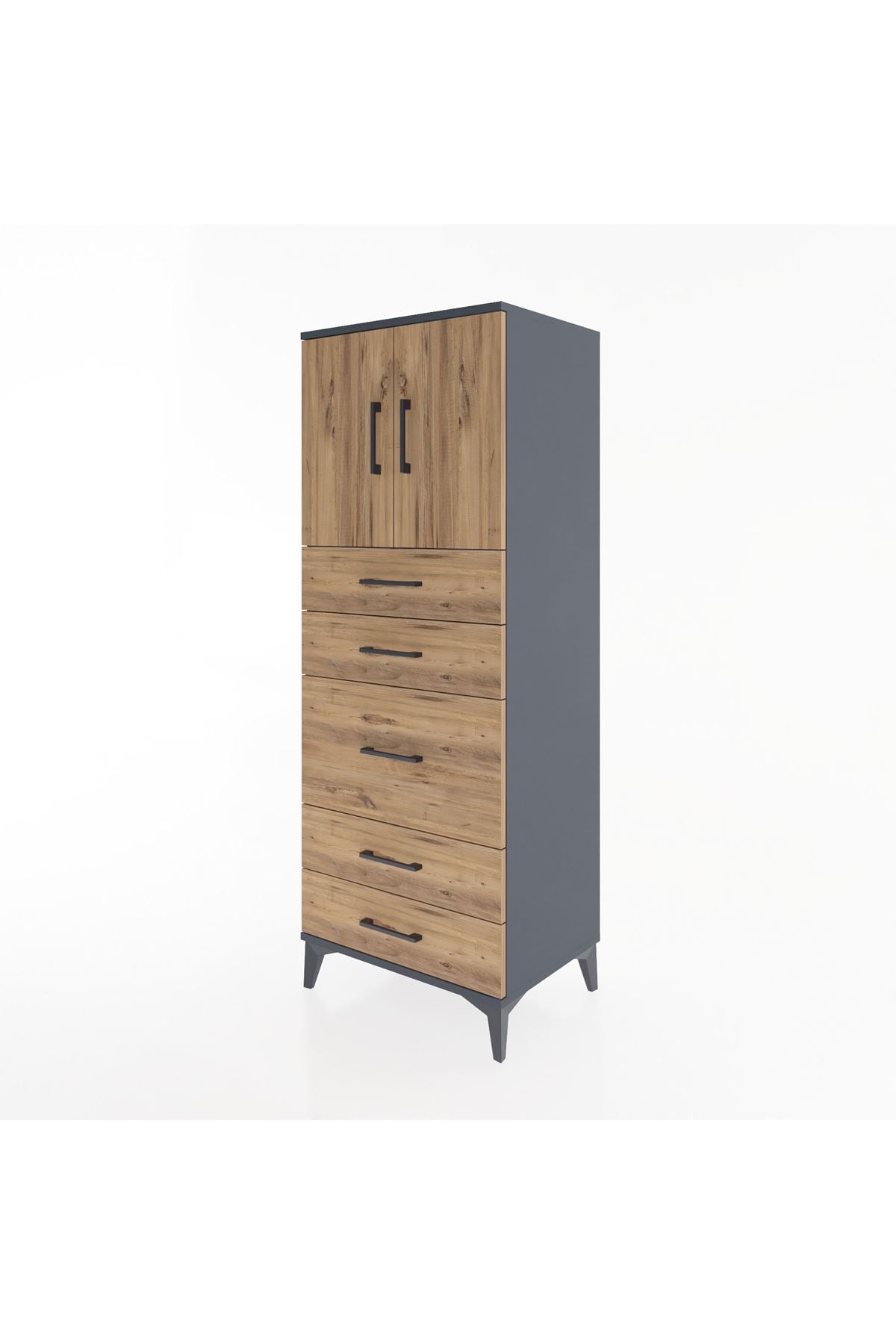 Hyperion Dolap 2 Raflı 5 Çekmeceli 2 Kapaklı 60x44x163 - S53M023V6B