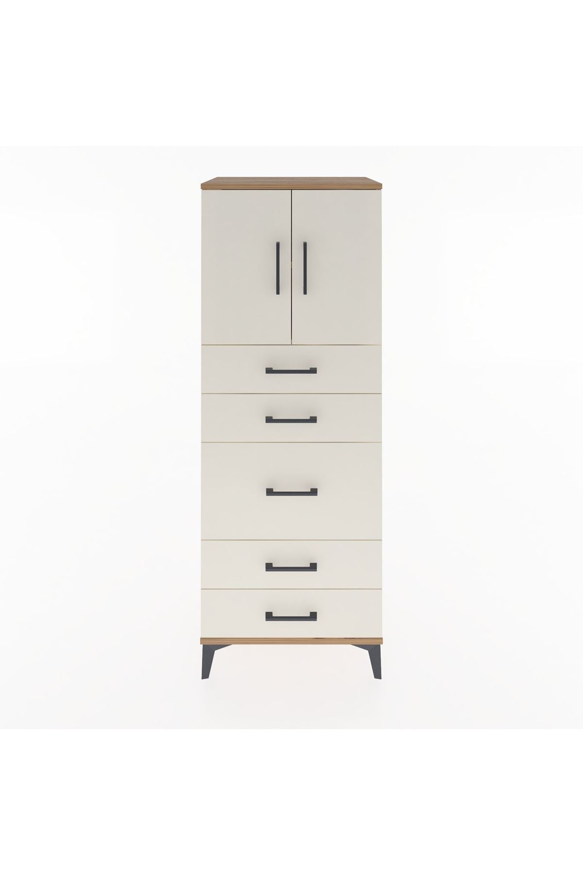 Hyperion Dolap 2 Raflı 5 Çekmeceli 2 Kapaklı 60x44x163 - S53M023V7B